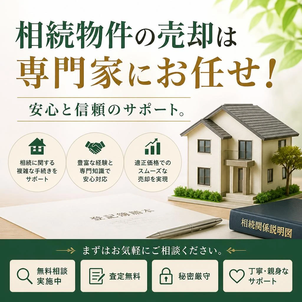 相続物件の売却は専門家にお任せ！安心と信頼のサポート。