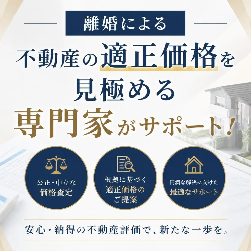 離婚による不動産の適正価格を見極める専門家がサポート！